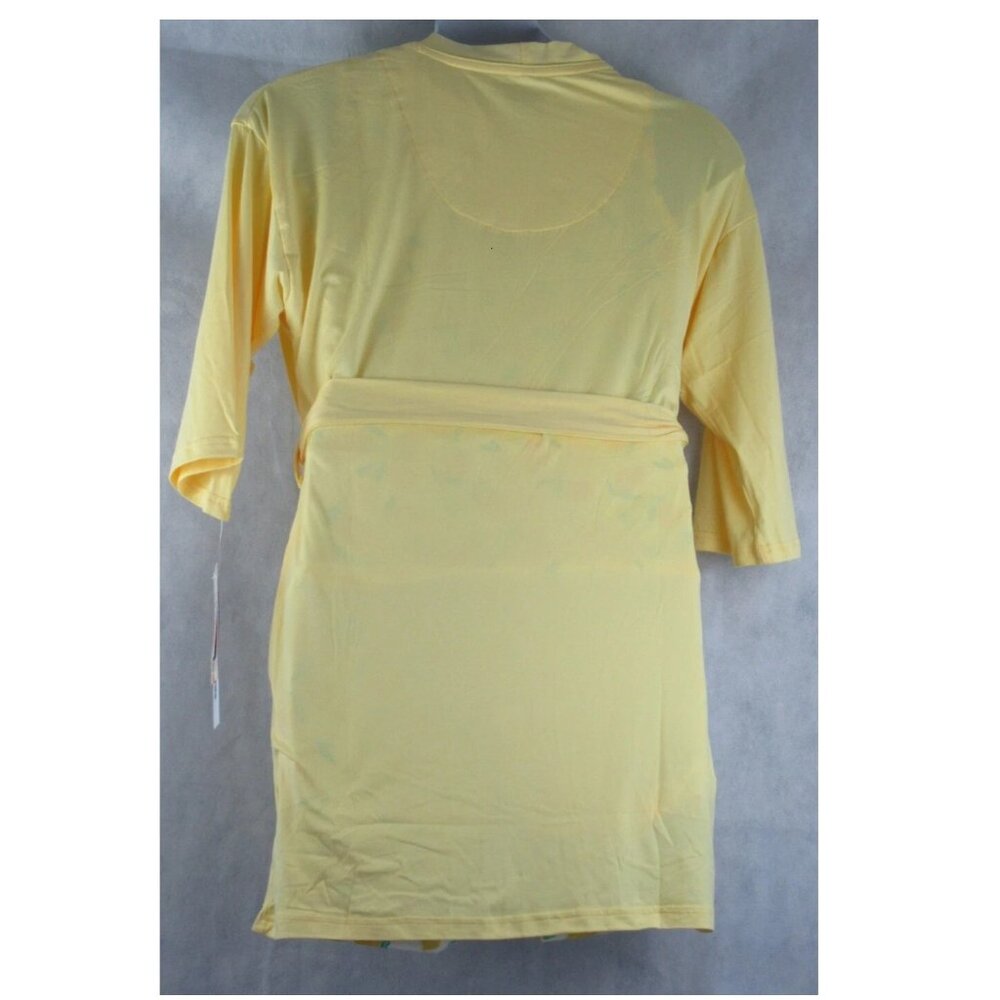 Muk Luks Women's 3-Piece Tank Top Shorts & Robe Pajama Set, Yellow Lemon, Medium - Picture 4 of 6
